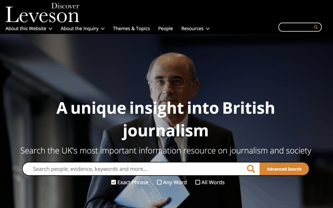 Discover Leveson: new online resource offers researchers convenient access to historic inquiry evidence