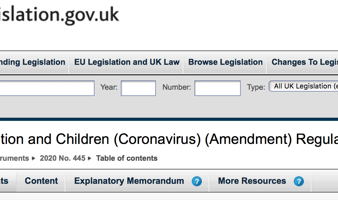 The Adoption and Children (Coronavirus) (Amendment) Regulations 2020, and a little bit of history.