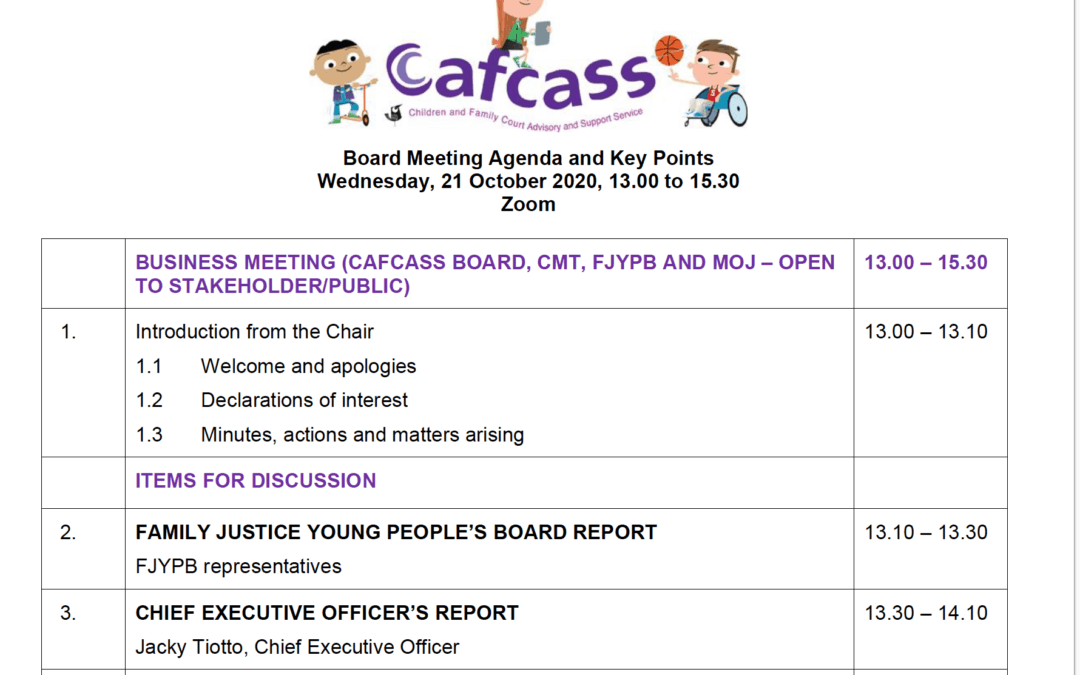 Headlines from the latest Cafcass open Board Meeting